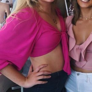 Pink front tie top
